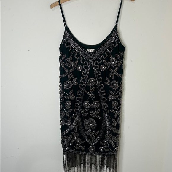 NWT HAUTE HIPPIE Green Fully Embellished Slip Dress Holiday Party Size 6 - Picture 3 of 16